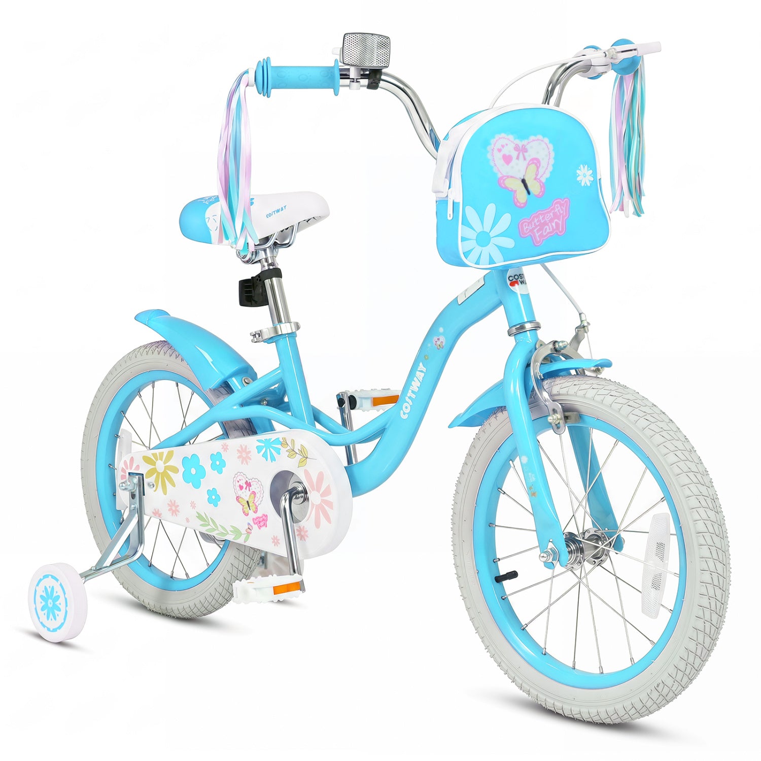 Girls Bike with Training Wheels and Front Bag | 12-18"