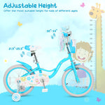 Girls Bike with Training Wheels and Front Bag | 12-18"