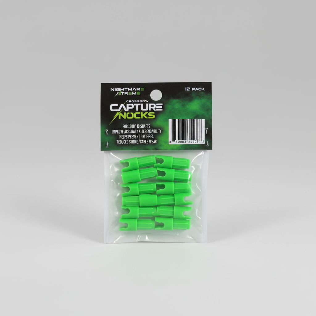 Nightmare Xtreme Crossbow Capture Nocks  FLO Green 12-Pack | .300 ID Shafts