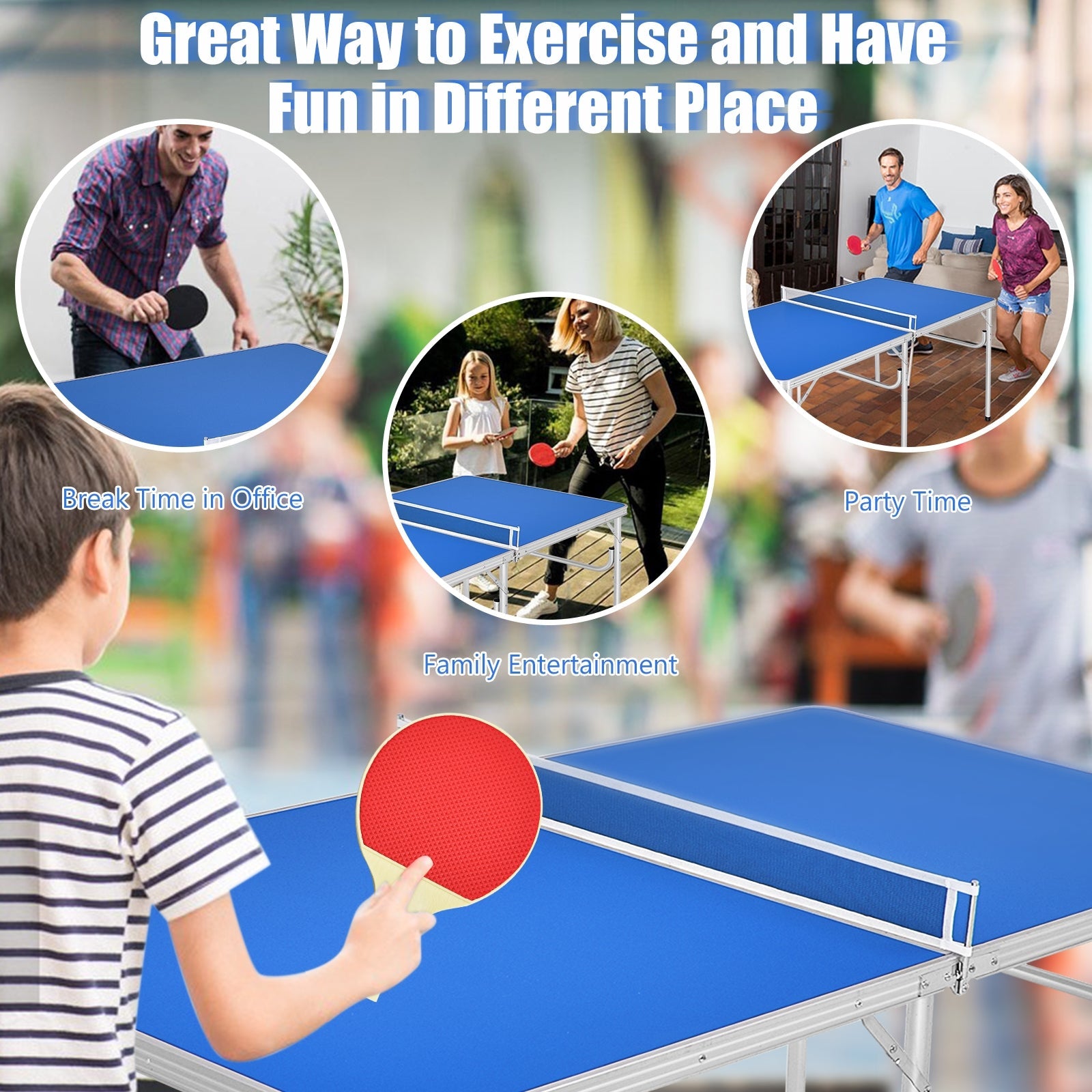 60" Portable Tennis Ping Pong Folding Table with Accessories