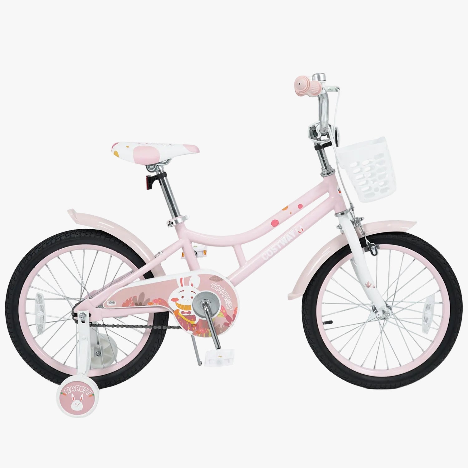18 Inch Kids Bike with Training Wheels and Front Basket