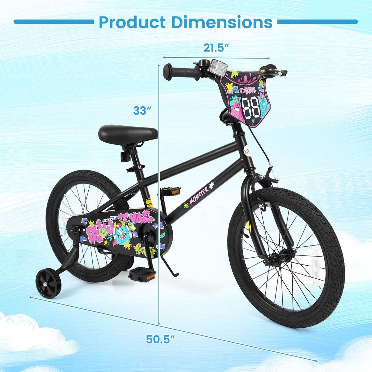 Kids Bike with Training Wheels for Ages 4-8 | 12-18"