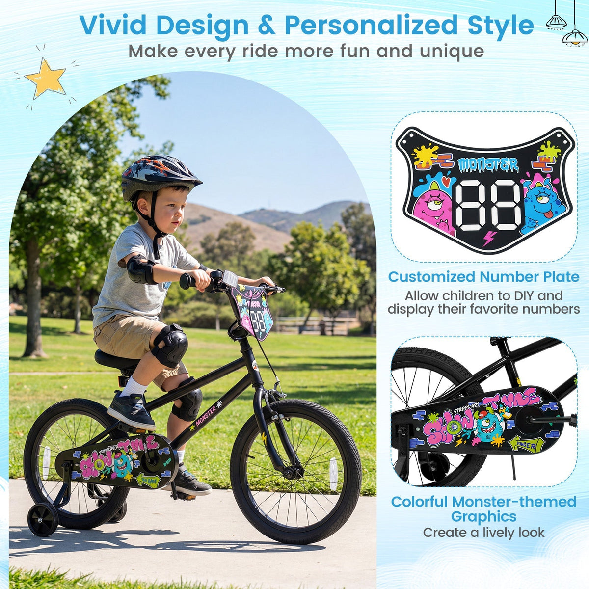 Kids Bike with Training Wheels for Ages 4-8 | 12-18"