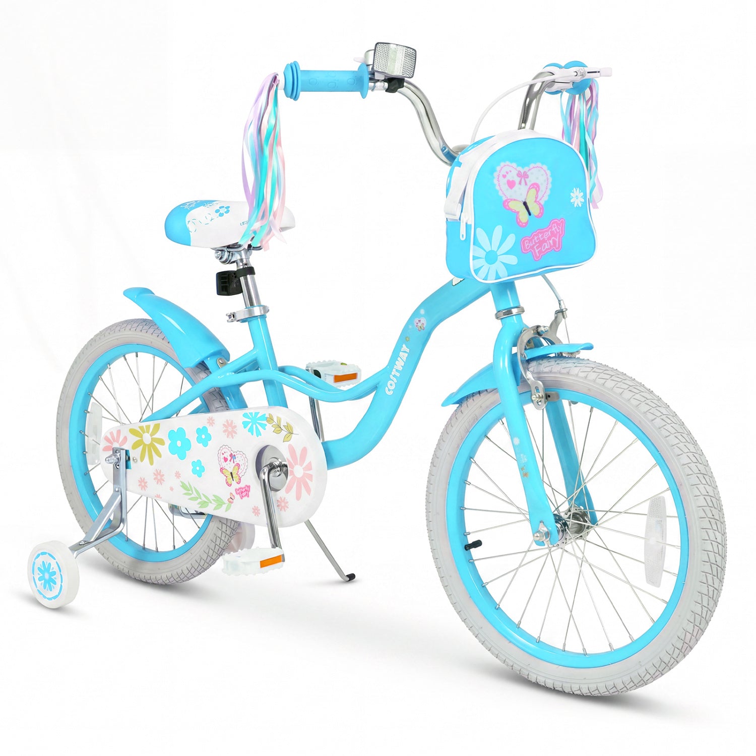 Girls Bike with Training Wheels and Front Bag | 12-18"