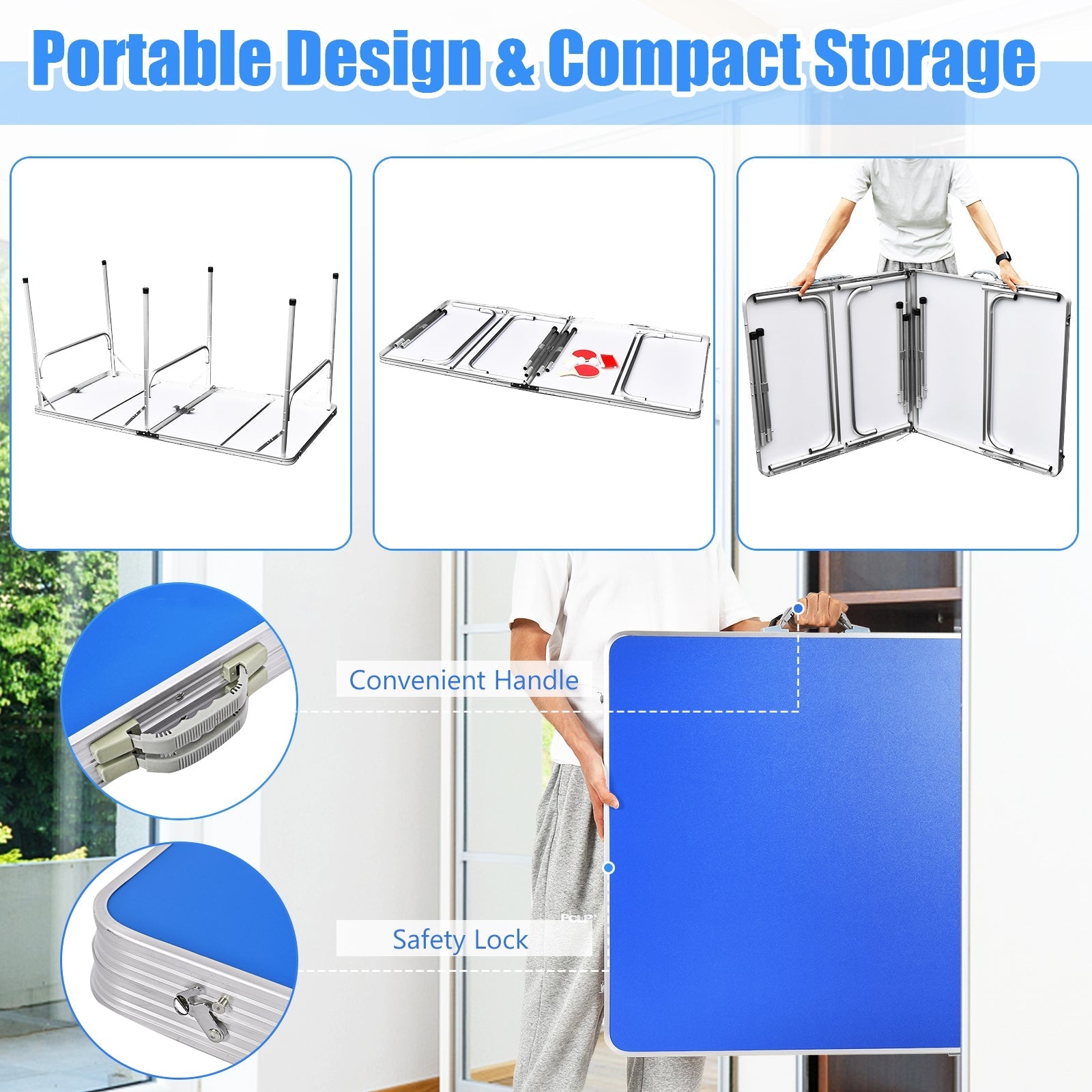 60" Portable Tennis Ping Pong Folding Table with Accessories