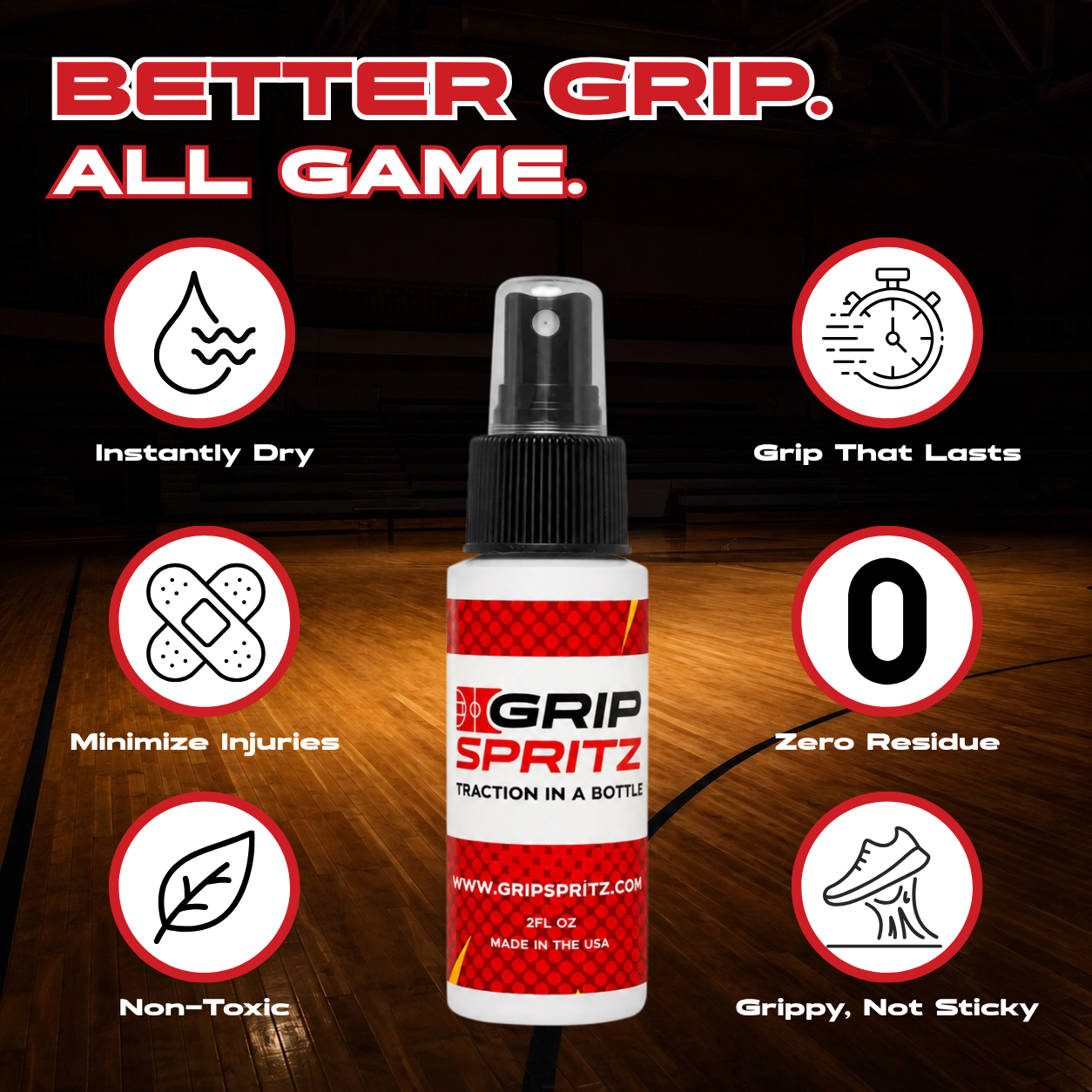 Grip Spritz Basketball Shoe Grip Spray Year Round Bundle | 2 Bottles + Spritz Mitt