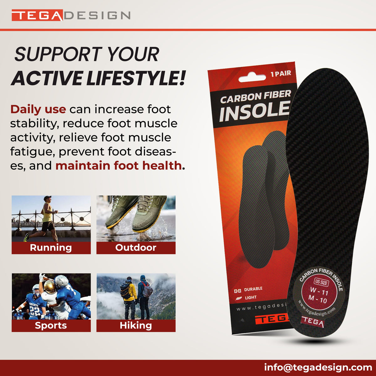 Semi-Rigid Carbon Fiber Insole (1.1 mm)