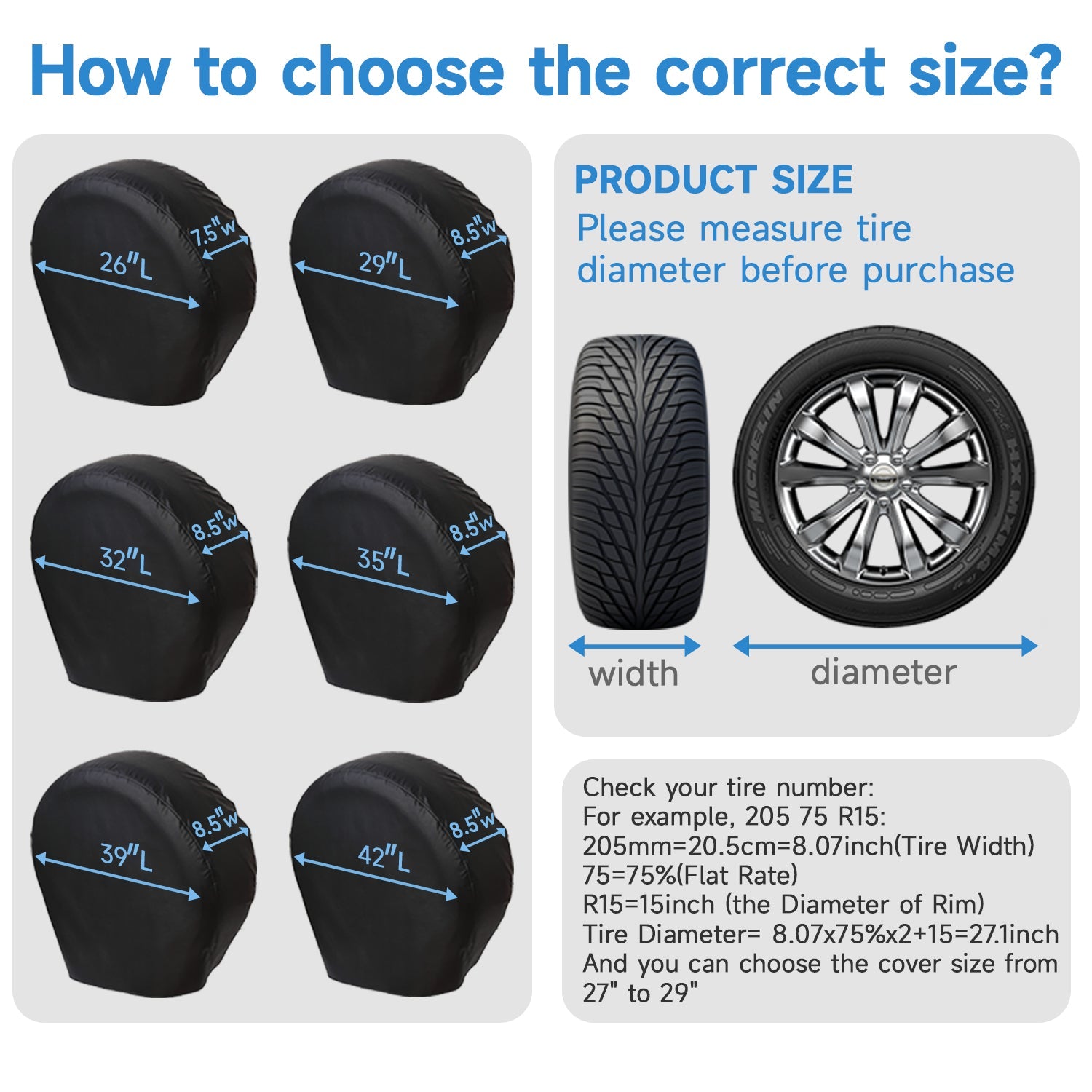 Set of 4 Black Waterproof RV Tire Covers | HD Wheel Protectors for Trailers, Campers, Trucks, SUVs & Motorhomes