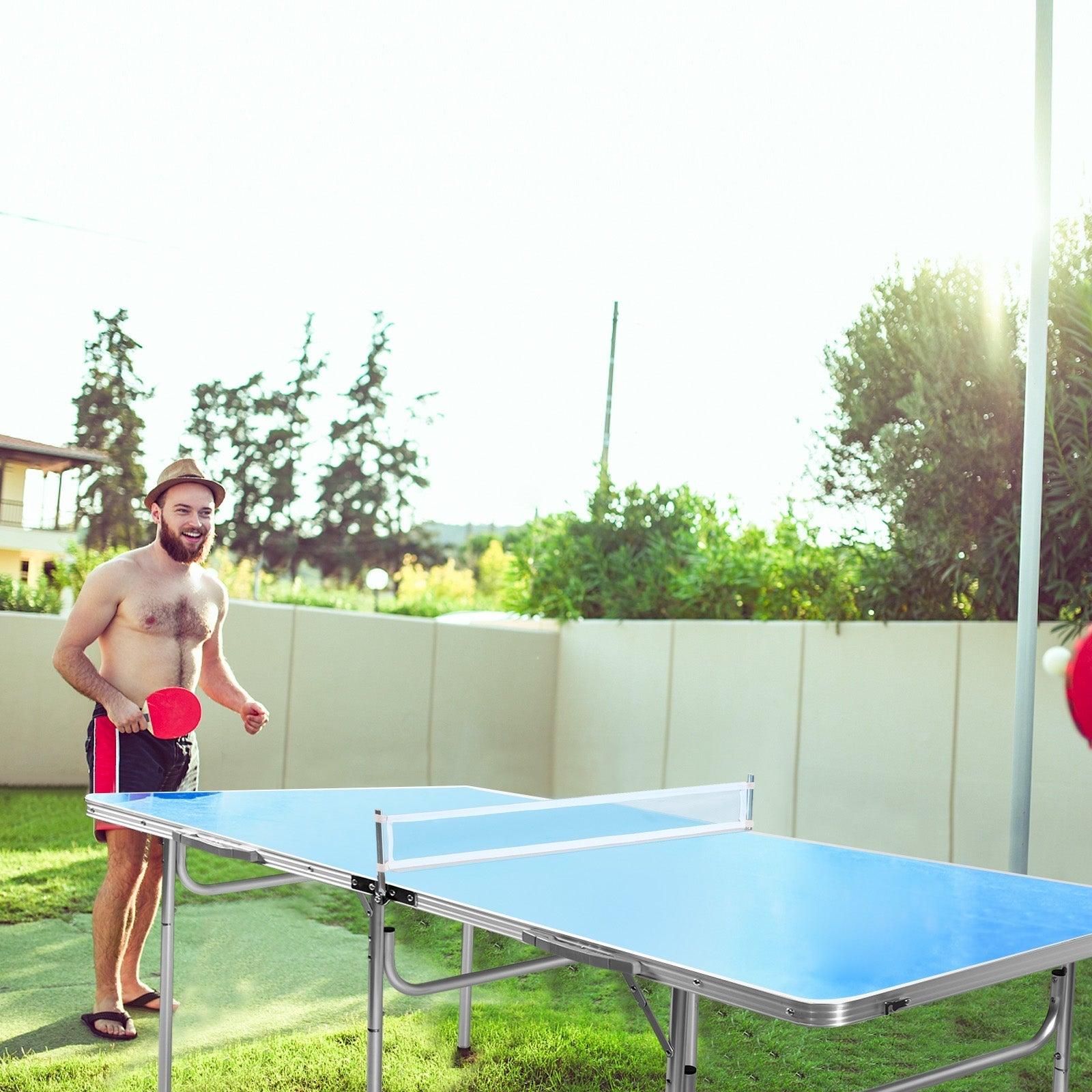 60" Portable Tennis Ping Pong Folding Table with Accessories