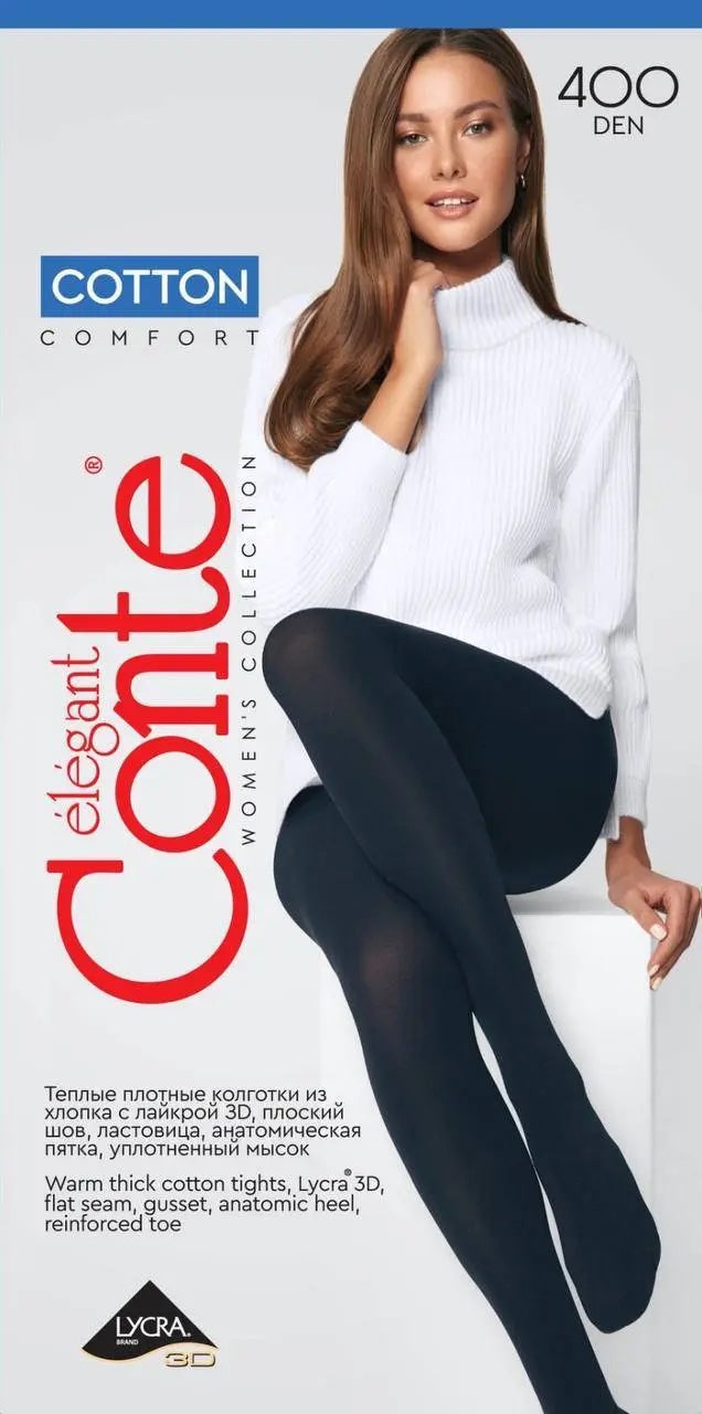 Conte Cotton 400 Den 90% Cotton Warm Opaque Women's Tights | 7С-25СП