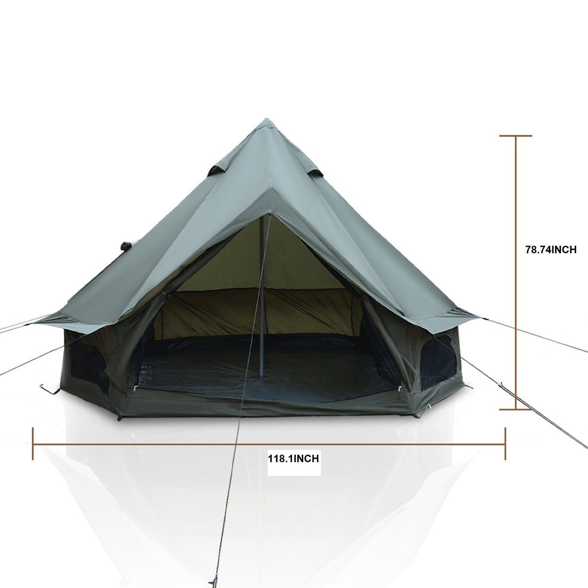 Oxford Bell Tent 9.8’/13.1’ with Stove Jack for Family Camping