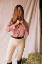 Jessica II | Gingham Equestrian Button-Down Shirt | Cinnamon
