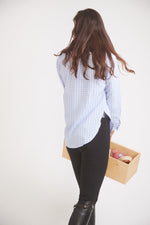 Kaley | Seersucker Plaid Button Down | Cornflower Blue