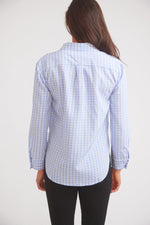 Kaley | Seersucker Plaid Button Down | Cornflower Blue