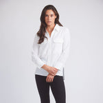 Jessica | Seersucker Equestrian Button-Down Shirt | Ivory