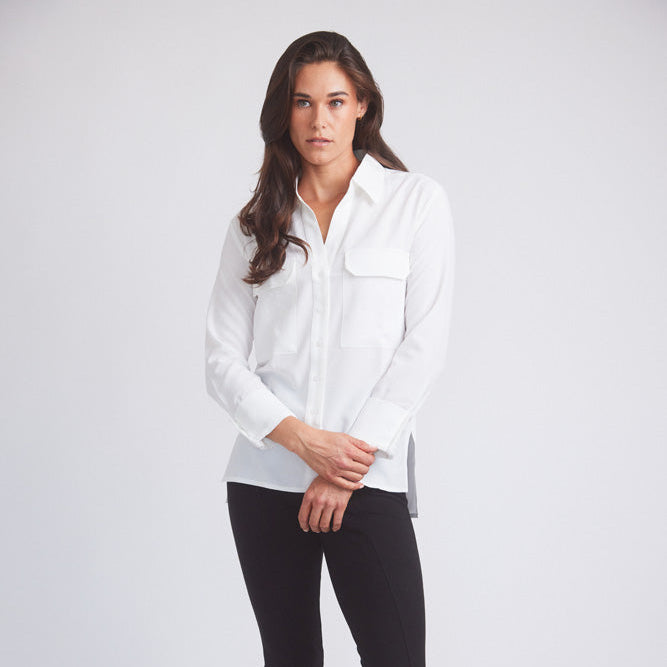 Jessica | Seersucker Equestrian Button-Down Shirt | Ivory