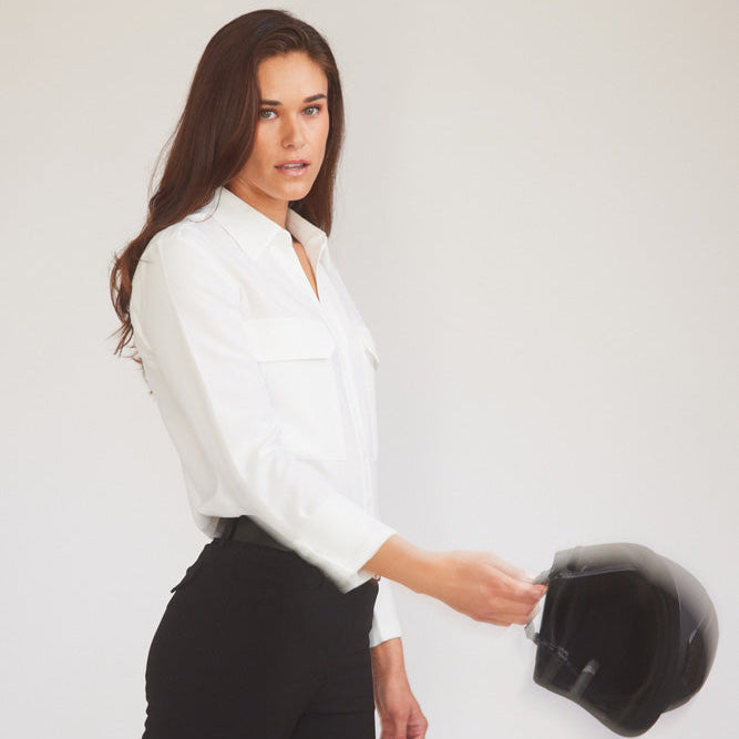 Jessica | Seersucker Equestrian Button-Down Shirt | Ivory