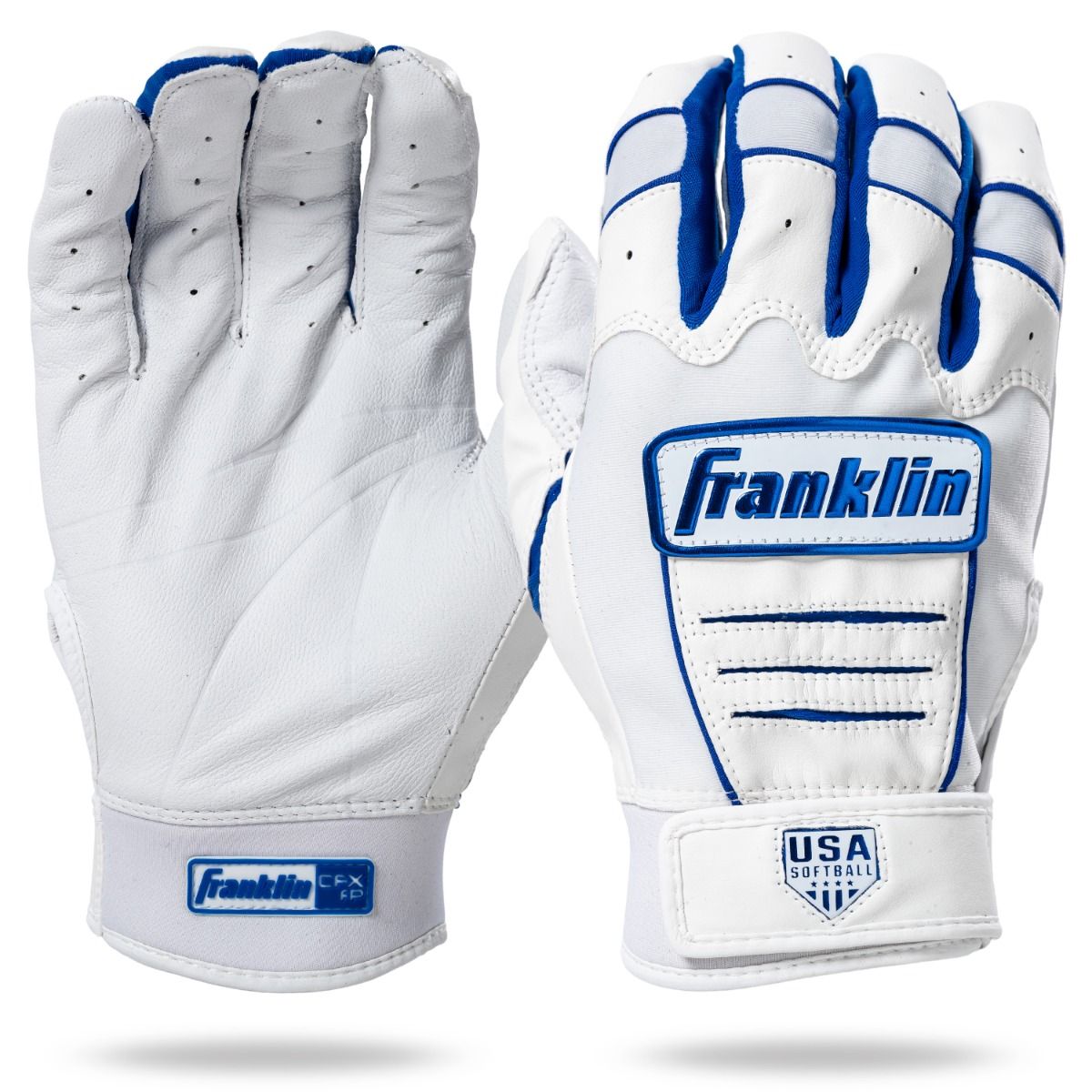 Franklin USA Women Softball CFX FP Batting Glove | White/Royal