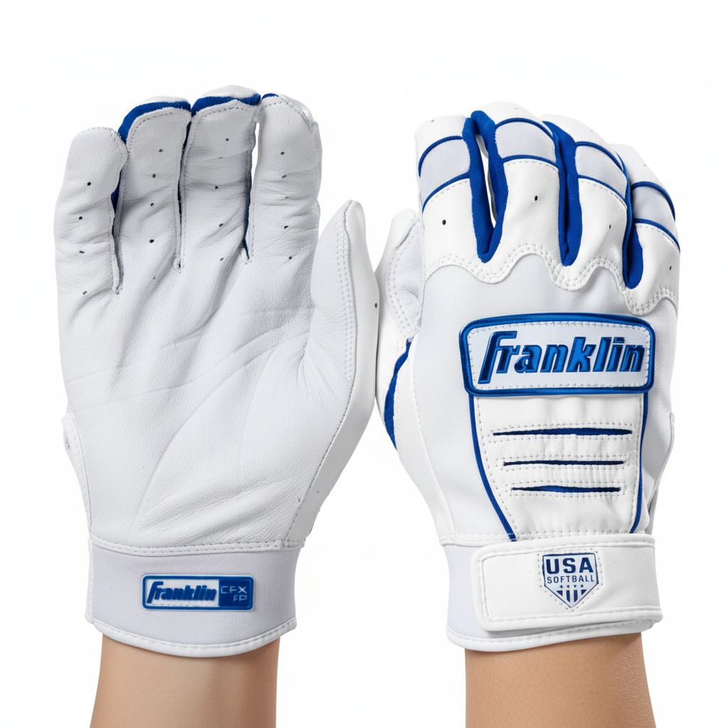 Franklin USA Women Softball CFX FP Batting Glove | White/Royal