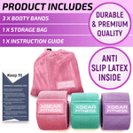 XGear Fitness Set of 3 Womens Butt and Hip Exercise Bands