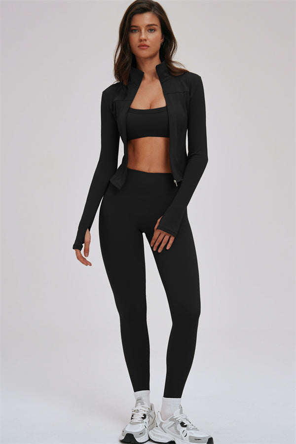 The Kinetic Zip Jacket Sports Bra Leggings | 3-Piece Set