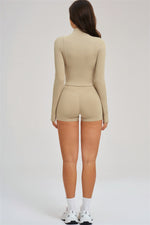 The Sizzle Zip Jacket Sports Bra Shorts | 3-Piece Set
