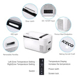 GO20 Dual Zone 12V Portable Freezer | White | ICECO | 20 LT