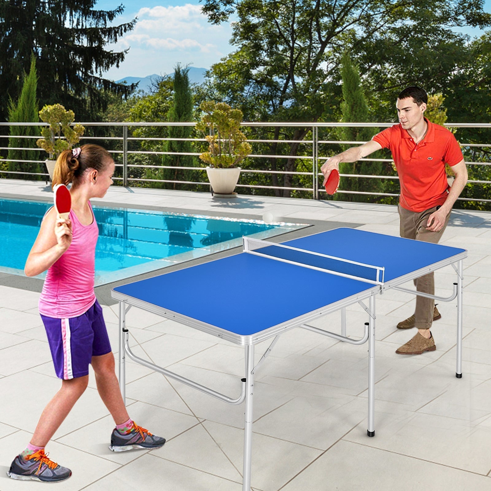 60" Portable Tennis Ping Pong Folding Table with Accessories