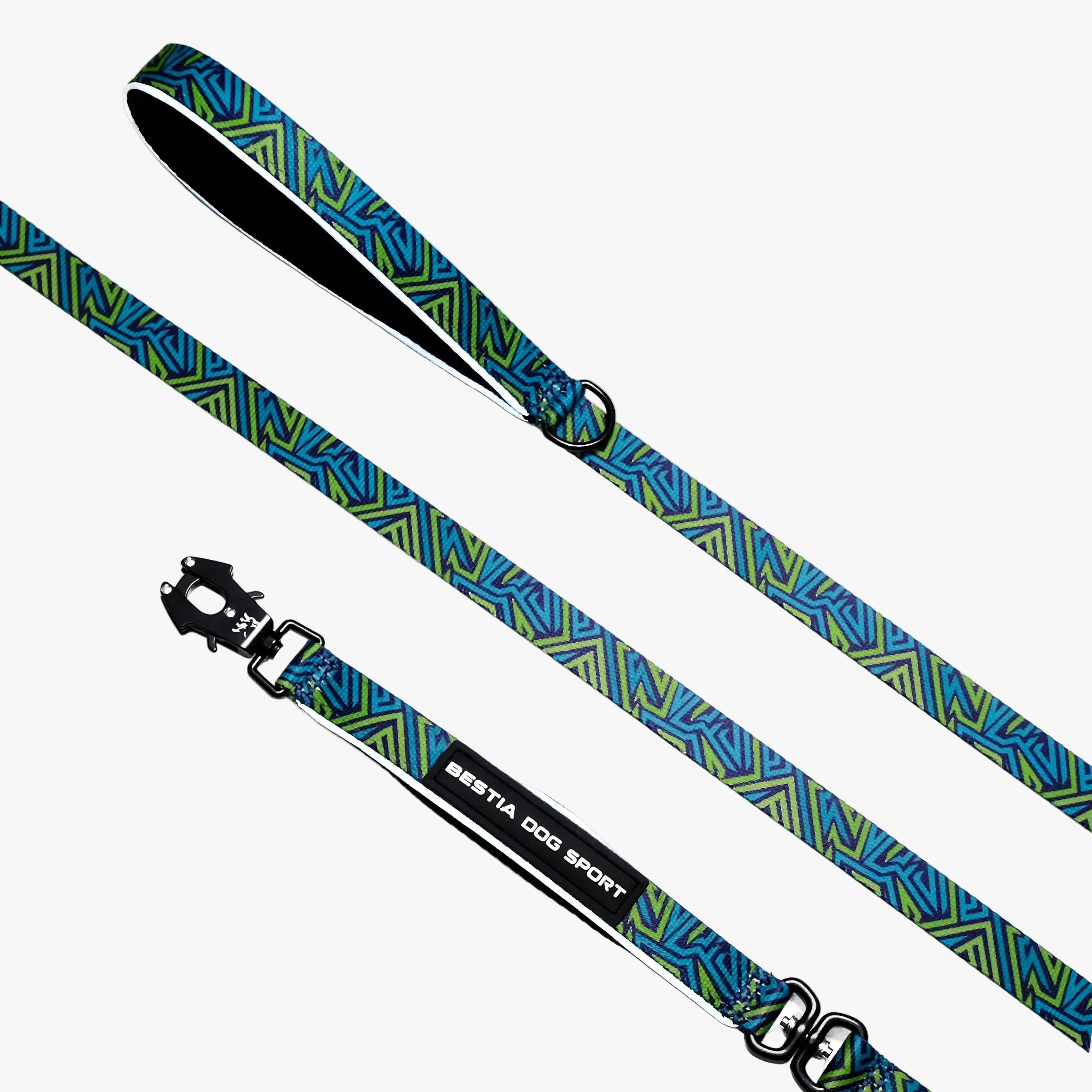 BESTIA DOG SPORT GripPro Leash | Blue & Green Print