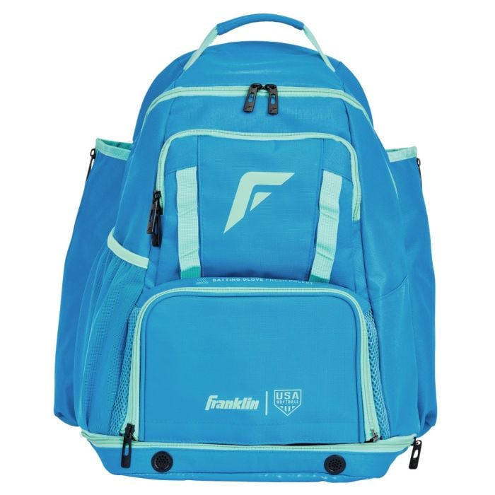 Franklin Sports USA SB Gameday Fastpitch Softball Backpack Blue/Mint | Adult & Youth Equipment Bag