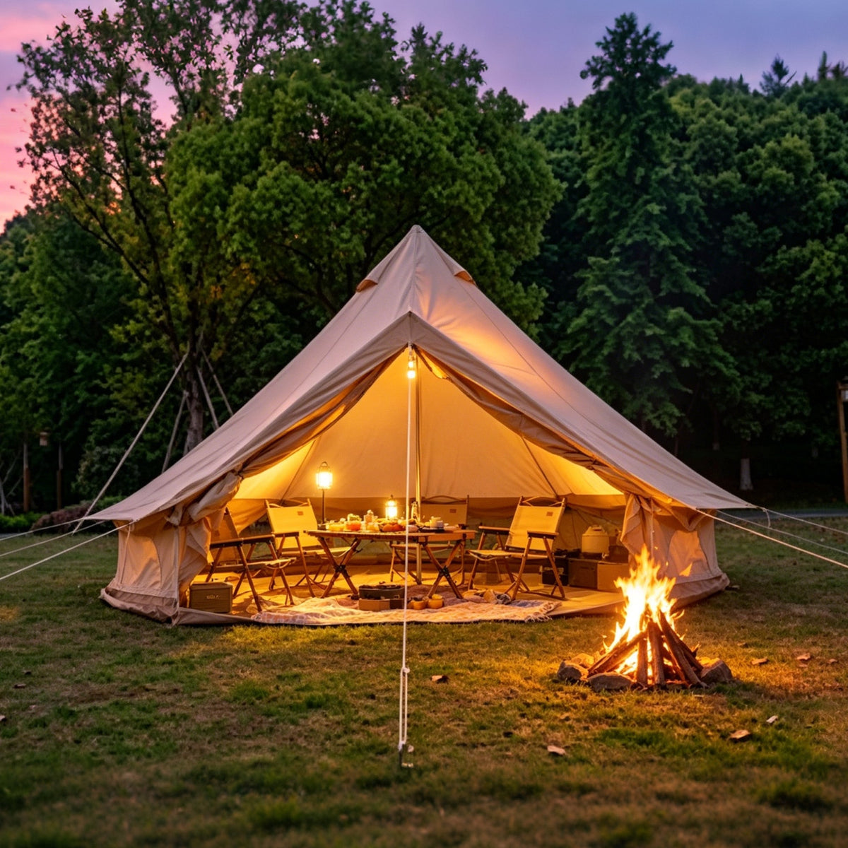 Oxford Bell Tent 9.8’/13.1’ with Stove Jack for Family Camping