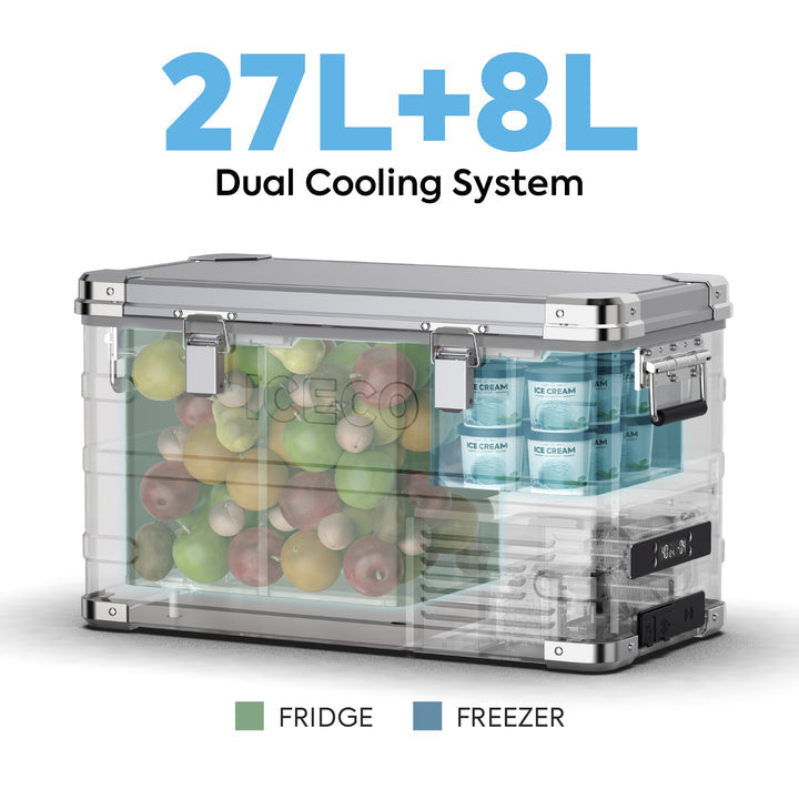 APL35 Dual Zone Aluminum Fridge Refrigerator| ICECO | 35 LT
