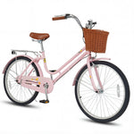 Beach Cruiser Bike for Women with Basket and Rear Rack | 24-26"