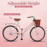Beach Cruiser Bike for Women with Basket and Rear Rack | 24-26"