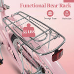 Beach Cruiser Bike for Women with Basket and Rear Rack | 24-26"