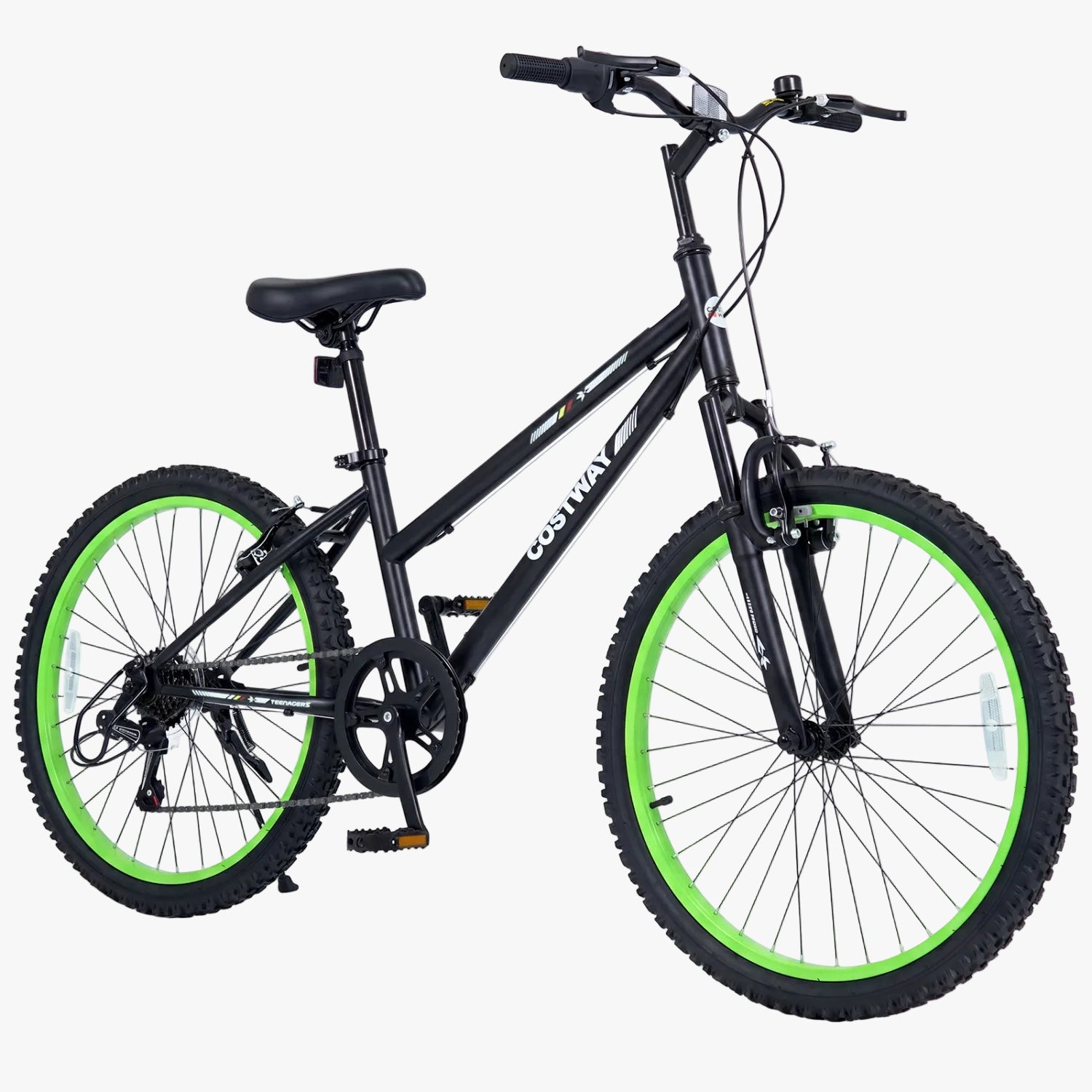 24 Inch Kids Mountain Bike with 7-Speed Adjustable Suspension