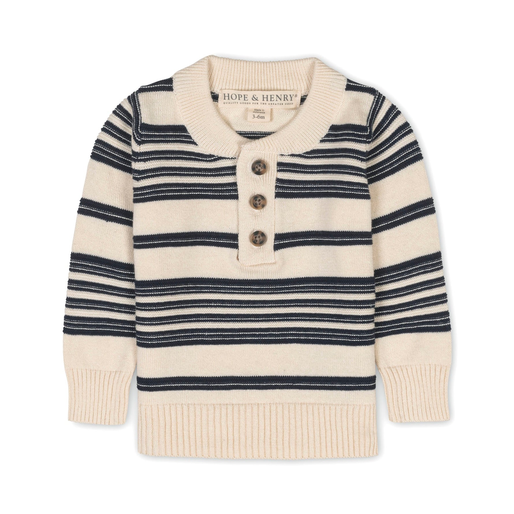 Organic Sweater Henley with Elbow Patches (3-24 months)