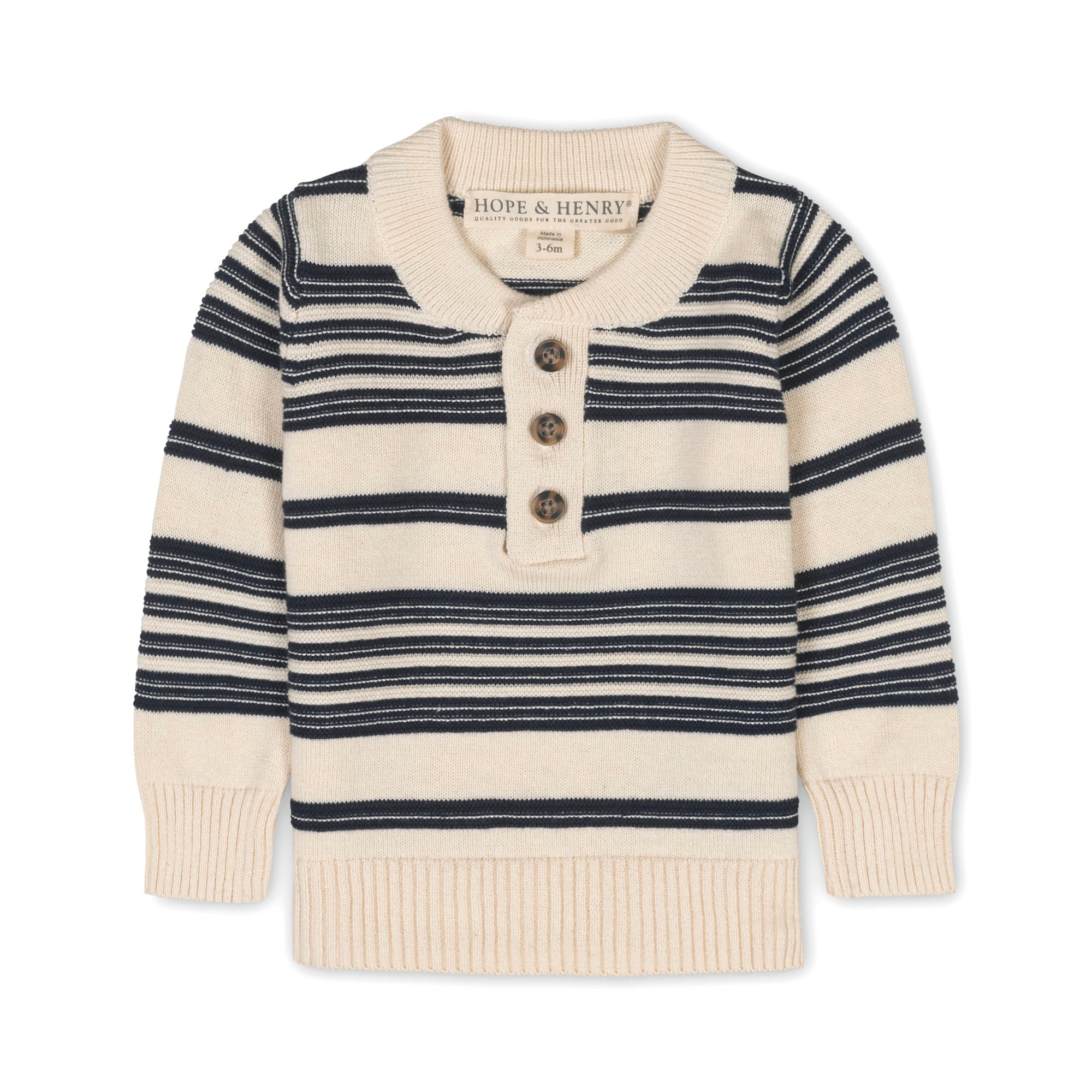 Organic Sweater Henley with Elbow Patches (3-24 months)