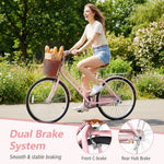 Beach Cruiser Bike for Women with Basket and Rear Rack | 24-26"