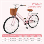 Beach Cruiser Bike for Women with Basket and Rear Rack | 24-26"