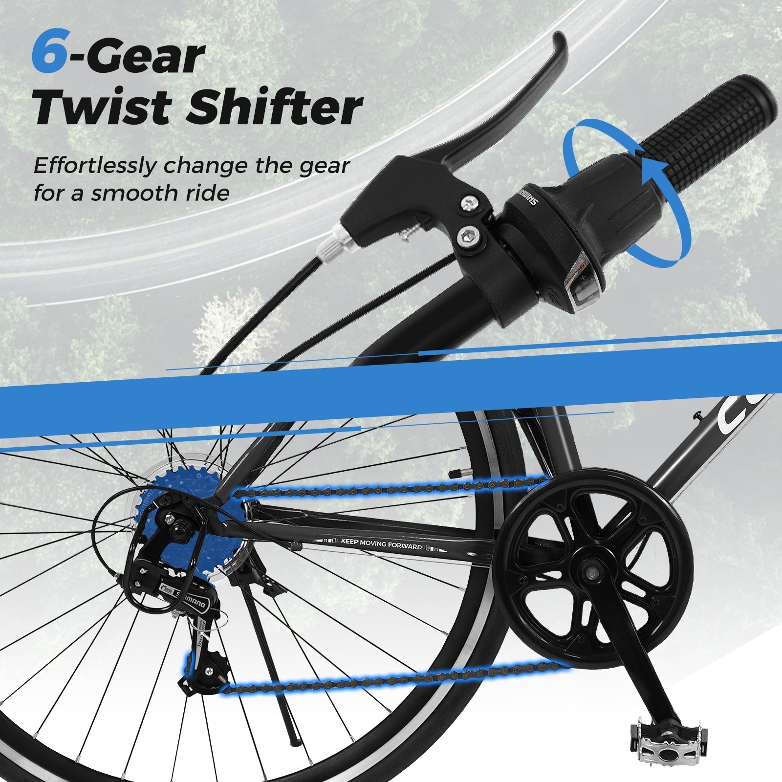 Mountain Bike Adjustable with 6-Speed and All-Terrain Rubber Wheels | 26"