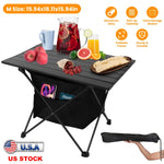 Foldable Camping Table with Storage Basket | Rustproof Aluminum Alloy & Roll-Up