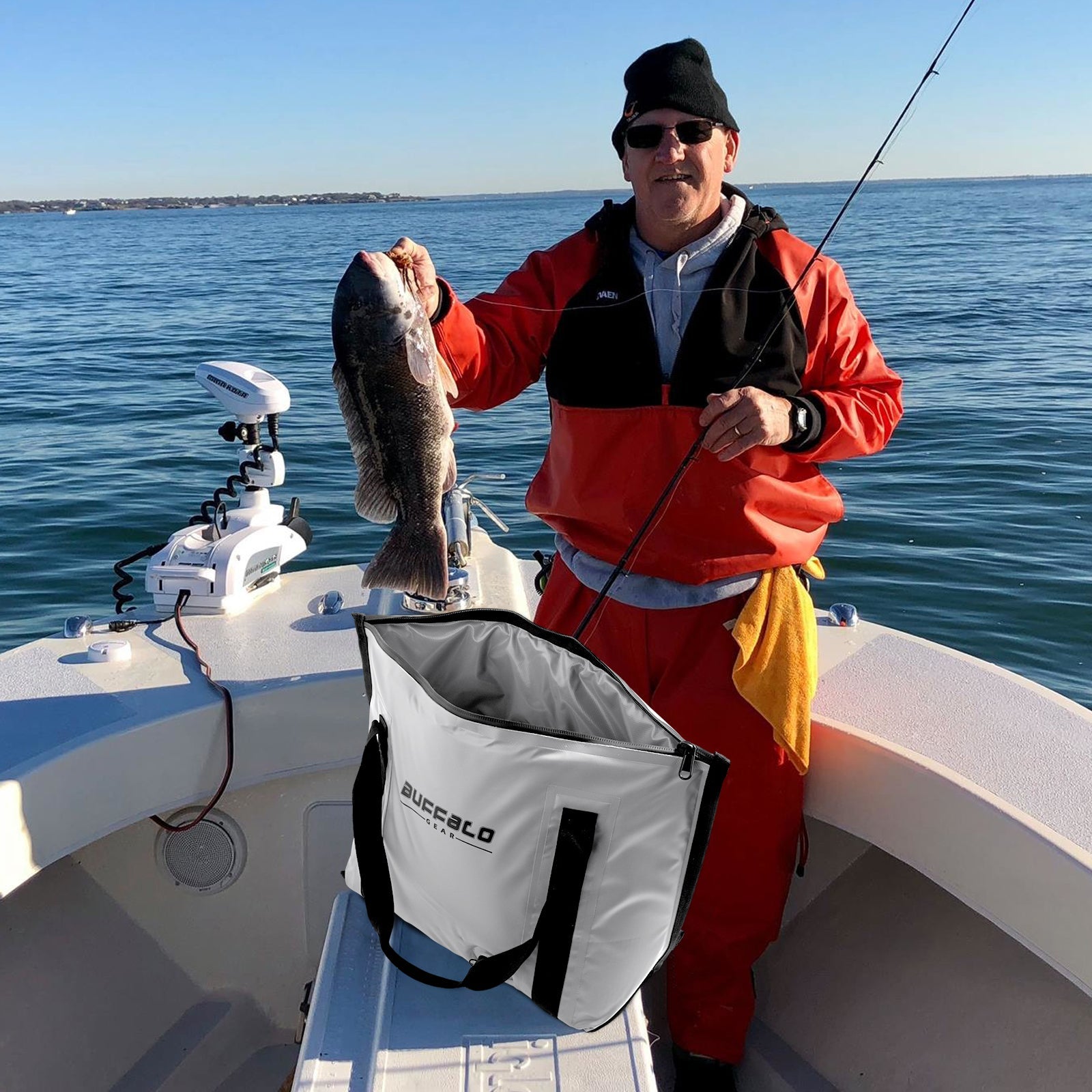 Insulated Fish Cooler Bag with Flat Bottom | 27QT