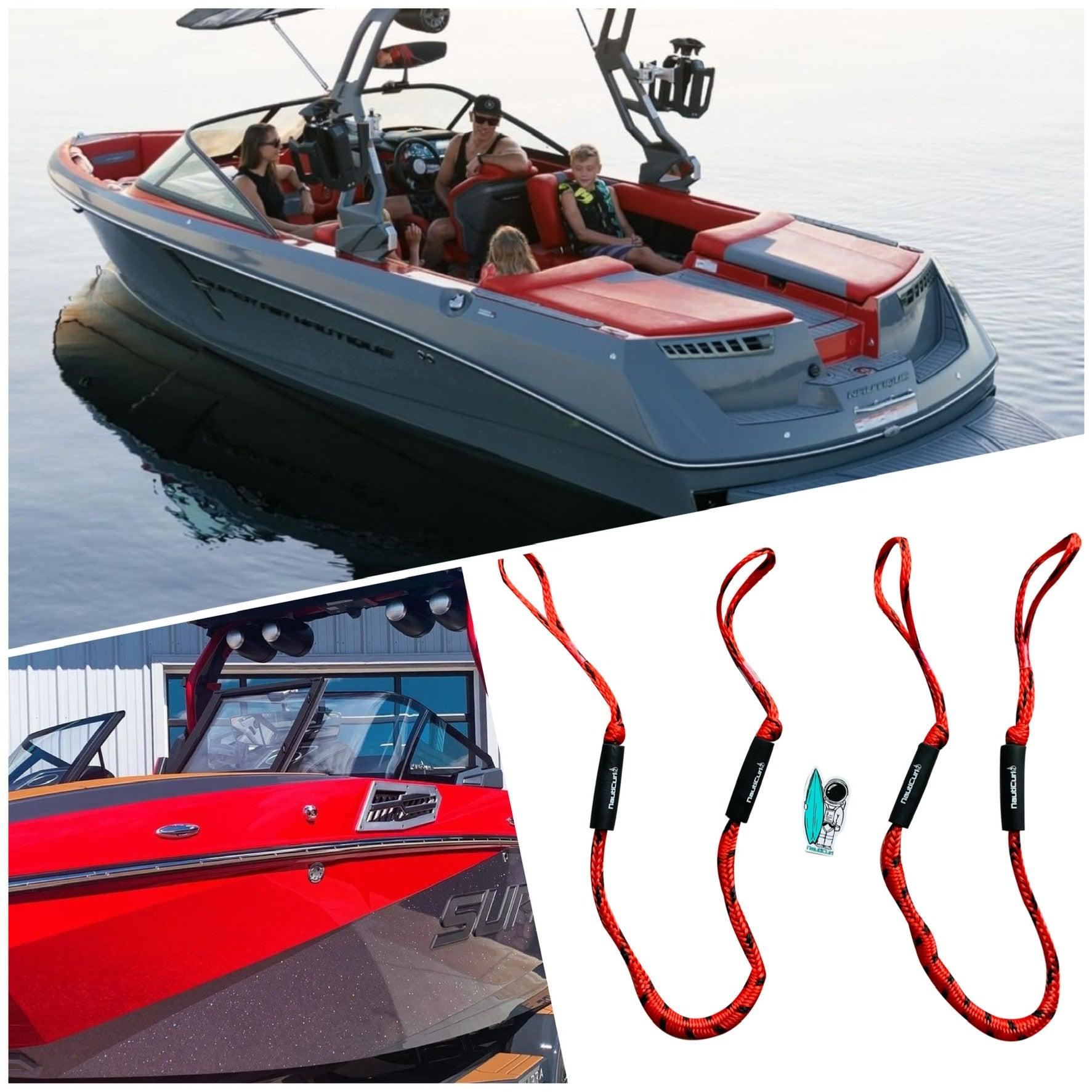 NautiCurl Bungee Boat Ropes | Shock Absorbing (2 Ropes)