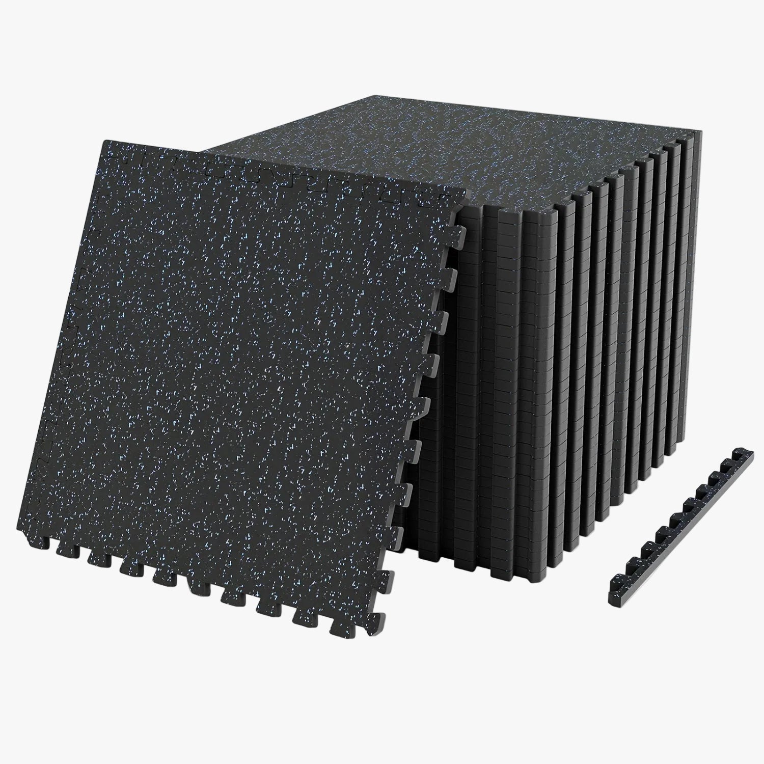 Interlocking Rubber Gym Floor Mats 96 Sq Ft Thick 0.55” (with Borders)