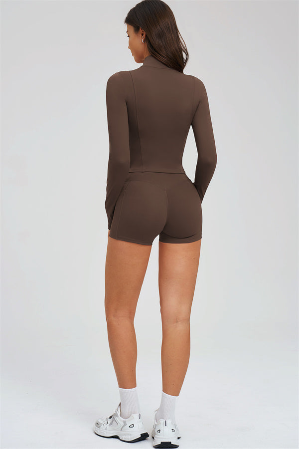 The Sizzle Zip Jacket Sports Bra Shorts | 3-Piece Set