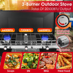 3-Burner Camping Stove 20000 BTU with Toast Tray | RV & Camping