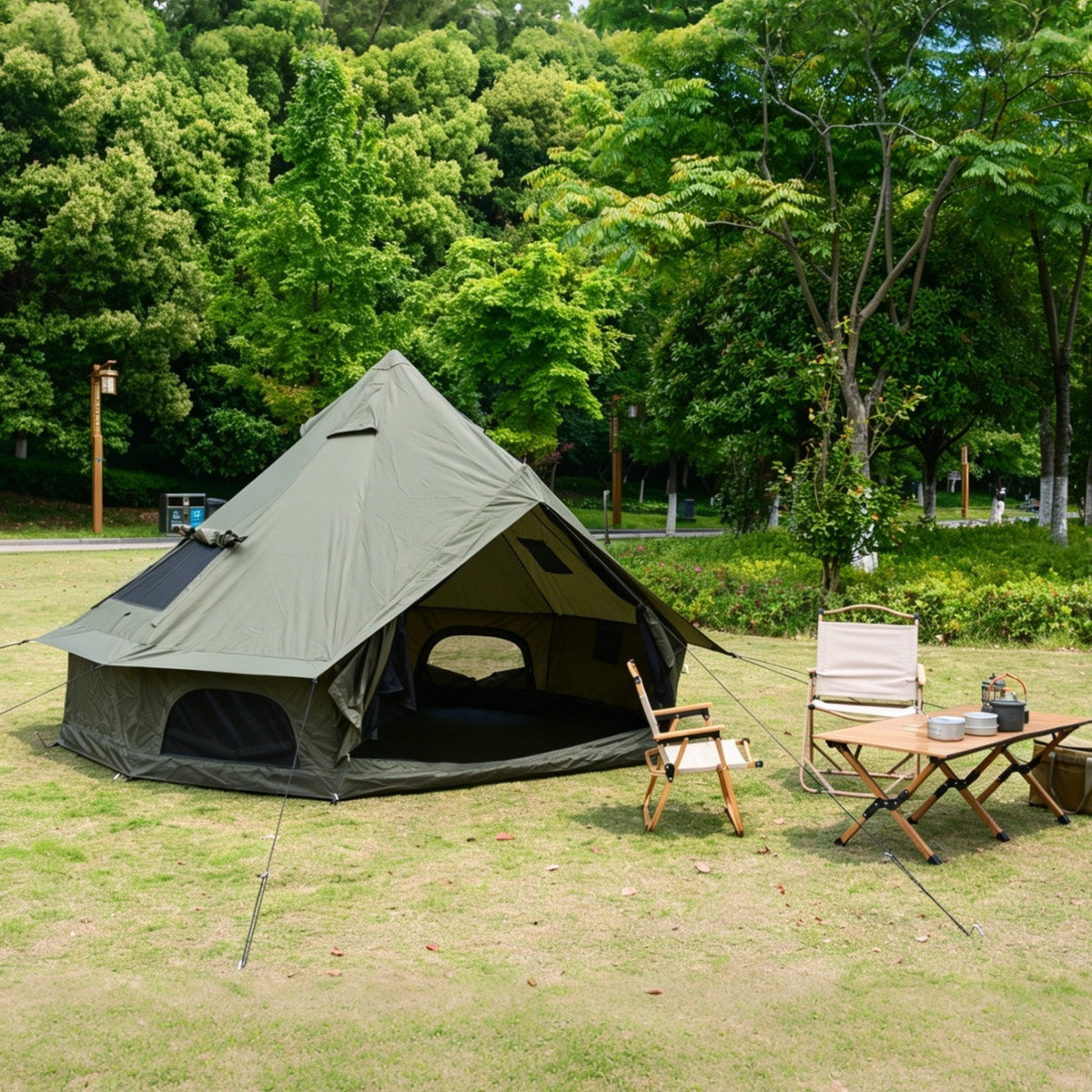 Oxford Bell Tent 9.8’/13.1’ with Stove Jack for Family Camping