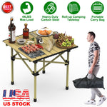 Folding Camping Carbon Steel Roll-Up Picnic & BBQ Table with Carry Bag