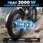 T2000 Electric Dirt Bike-Style E-Bike (3000W)